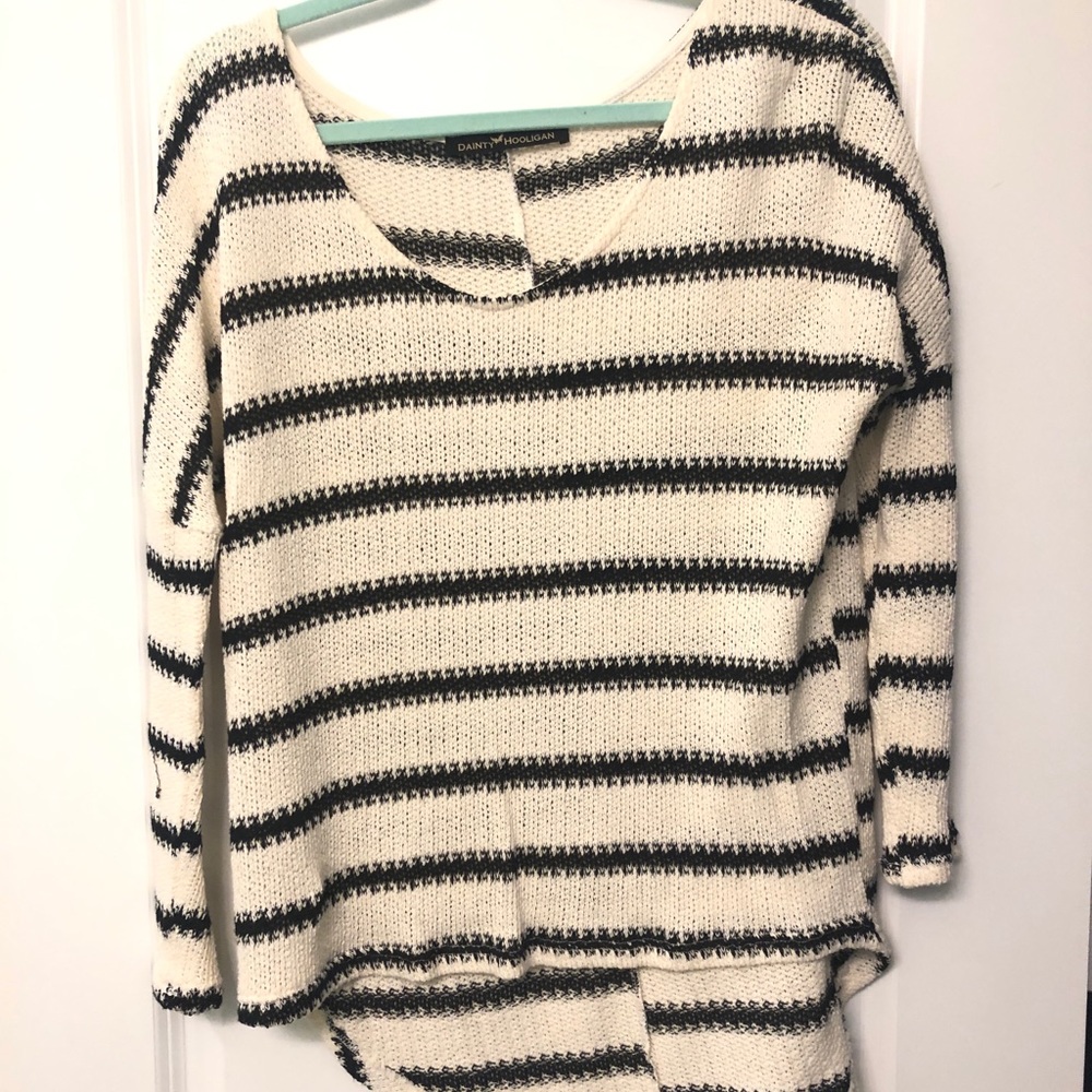 White and black striped sweater size Small